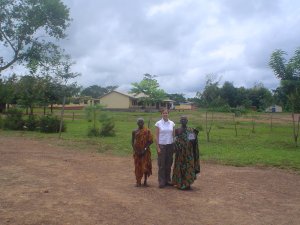 Mr. Opanin Kojo Awuah(l), Christel and the Chief Nana Kwaku Noru(r)